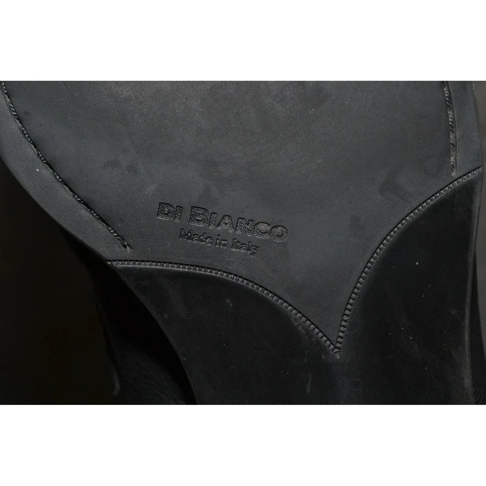 Di Bianco Shoes Mens 10 Black‎ Leather Slip On Dress Rubber Sole Loafers - Italy